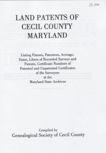 cecil pcover land patents of cecil county